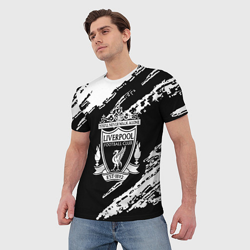 Мужская футболка Liverpool белые краски текстура / 3D-принт – фото 3