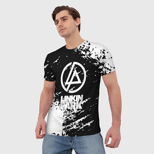 Мужская футболка Linkin park logo краски текстура / 3D-принт – фото 3