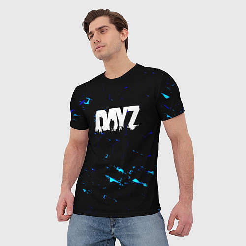 Мужская футболка Dayz текстура краски голубые / 3D-принт – фото 3