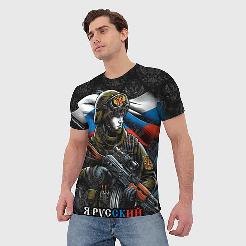 Мужская футболка Русский солдат патриот / 3D-принт – фото 3