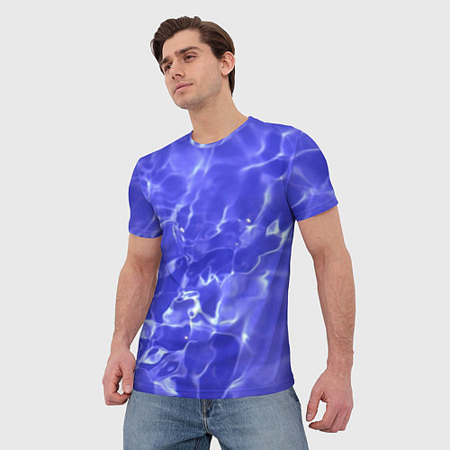 Мужская футболка Синяя вода текстура / 3D-принт – фото 3
