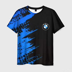 Футболка мужская BMW краски синие, цвет: 3D-принт