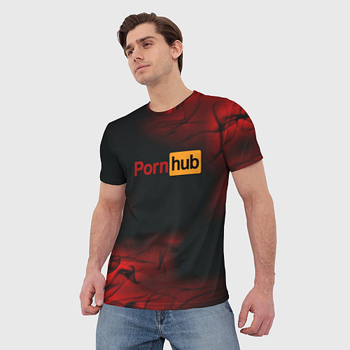 Мужская футболка Porn hub fire / 3D-принт – фото 3