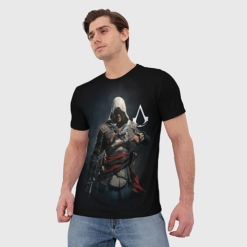 Мужская футболка Эдвард Кенуей Assassins black flag / 3D-принт – фото 3