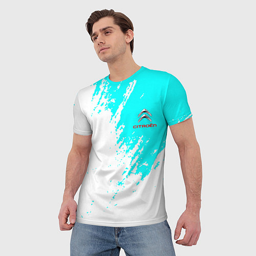 Мужская футболка Citroen краски голубой / 3D-принт – фото 3