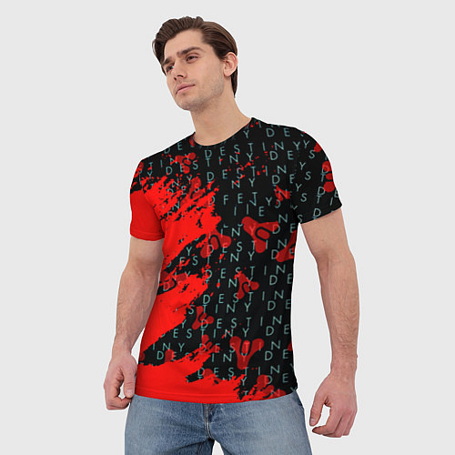 Мужская футболка Destiny краски надписи текстура / 3D-принт – фото 3