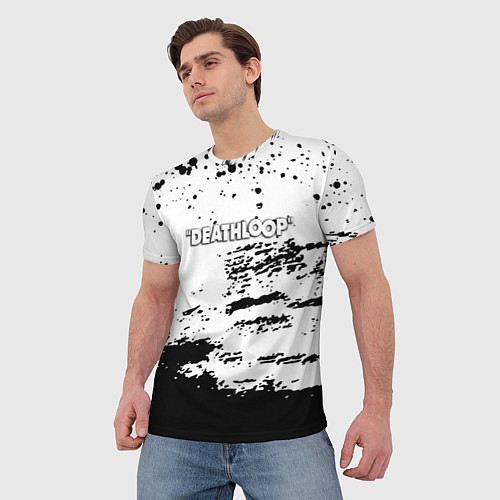 Мужская футболка Deathloop чёрные краски / 3D-принт – фото 3