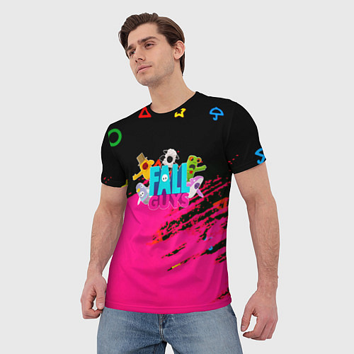 Мужская футболка Fall Guys kids color / 3D-принт – фото 3