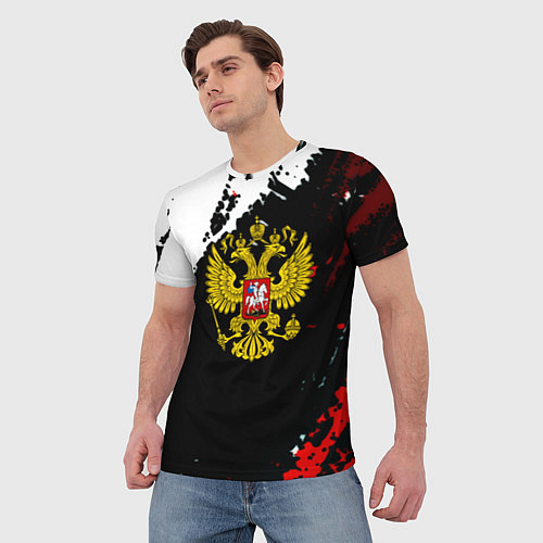 Мужская футболка Россия герб текстура краски / 3D-принт – фото 3
