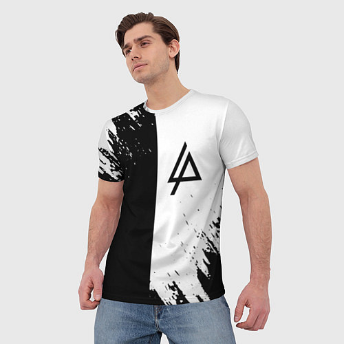 Мужская футболка Linkin park краски чёрнобелый / 3D-принт – фото 3