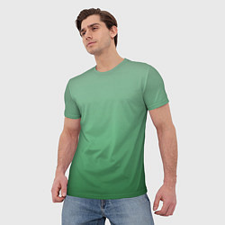Футболка мужская Градиент приглушённый зелёный, цвет: 3D-принт — фото 2