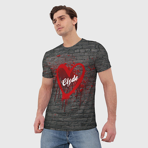 Мужская футболка Клайд и Бони на кирпичном фоне / 3D-принт – фото 3