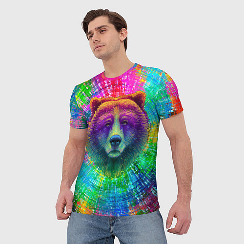 Мужская футболка Цветной медведь / 3D-принт – фото 3