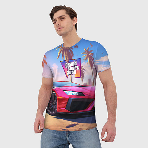 Мужская футболка GTA 6 logo auto style / 3D-принт – фото 3