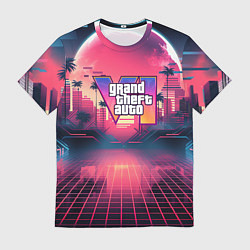 Футболка мужская GTA 6 logo retro night, цвет: 3D-принт