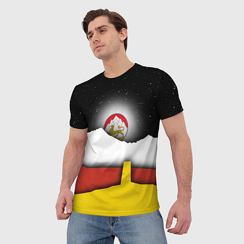 Мужская футболка Осетия горы и ночное небо / 3D-принт – фото 3