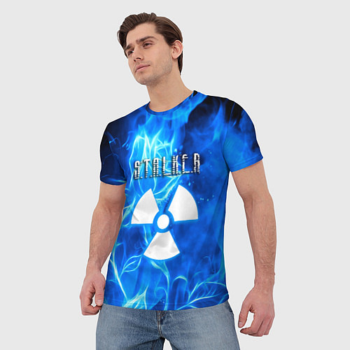 Мужская футболка Stalker голубой огонь припяти / 3D-принт – фото 3