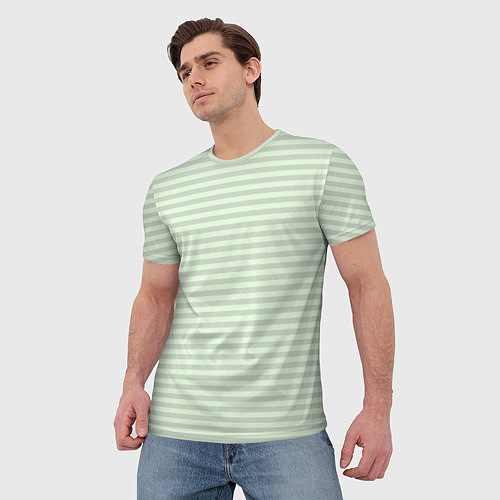 Мужская футболка Светлый мятный в полоску / 3D-принт – фото 3