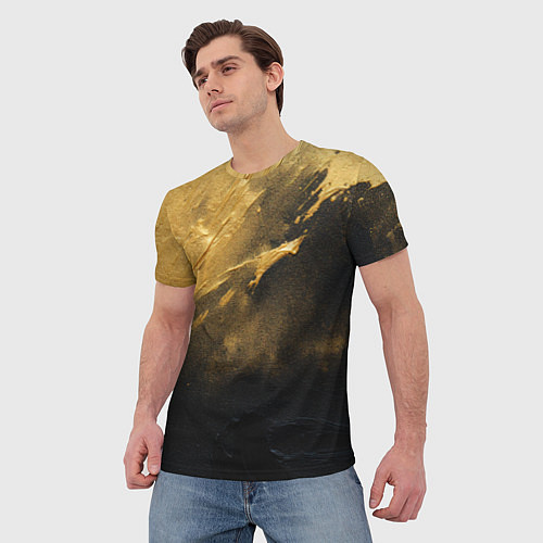 Мужская футболка Золотое напыление на черном / 3D-принт – фото 3