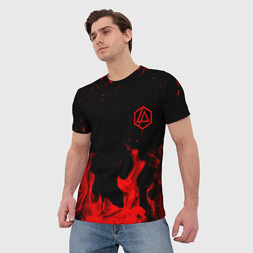 Мужская футболка Linkin Park красный огонь лого / 3D-принт – фото 3