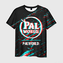 Футболка мужская Palworld в стиле glitch и баги графики на темном ф, цвет: 3D-принт