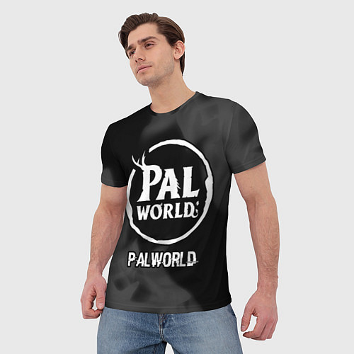 Мужская футболка Palworld glitch на темном фоне / 3D-принт – фото 3