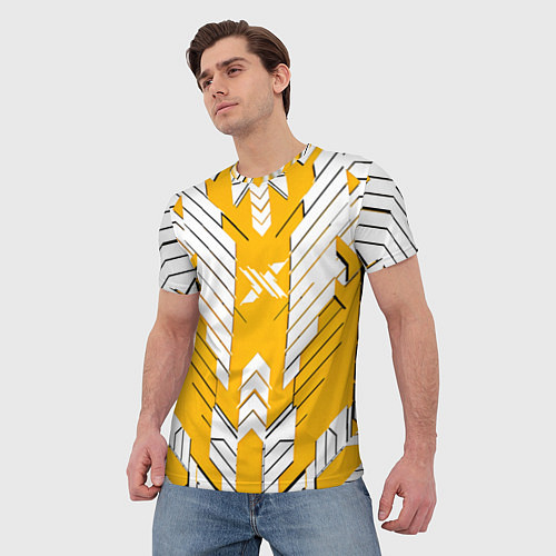 Мужская футболка Жёлто-белая броня / 3D-принт – фото 3