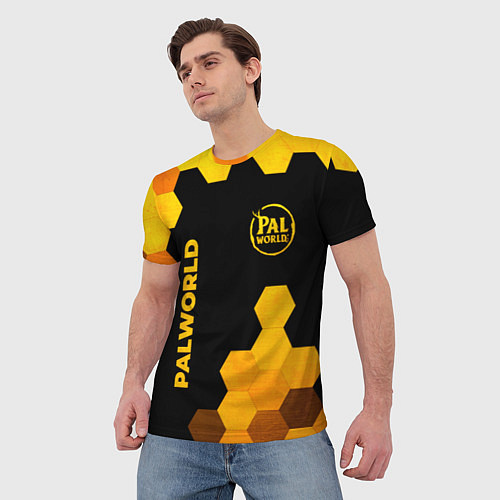 Мужская футболка Palworld - gold gradient вертикально / 3D-принт – фото 3