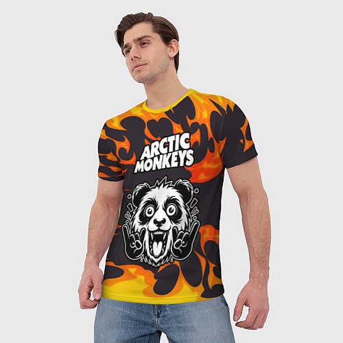 Мужская футболка Arctic Monkeys рок панда и огонь / 3D-принт – фото 3