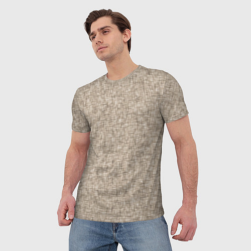 Мужская футболка Текстура ткань бежевый однотонный / 3D-принт – фото 3