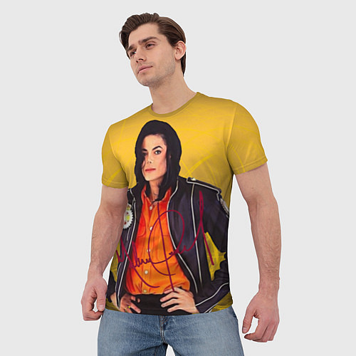Мужская футболка Michael Jackson на золотом фоне с графикой / 3D-принт – фото 3