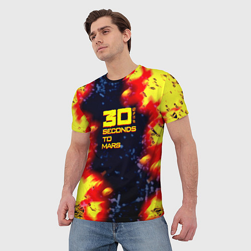 Мужская футболка Thirty Seconds to Mars огненное лого / 3D-принт – фото 3