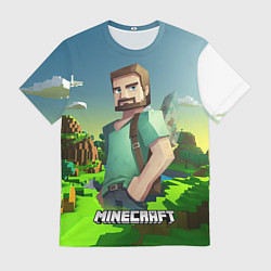 Футболка мужская Minecraft персонаж зеленый мир, цвет: 3D-принт