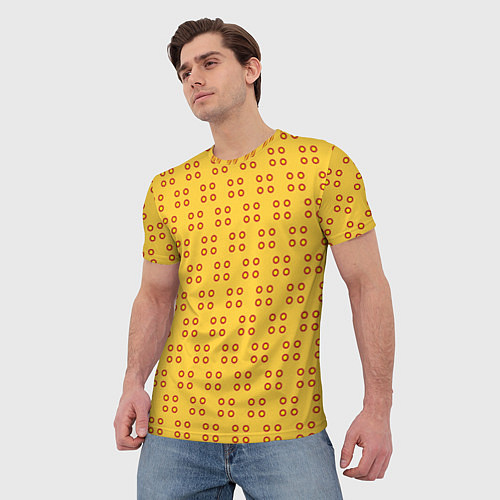 Мужская футболка Паттерн контурные круги на желтом фоне / 3D-принт – фото 3