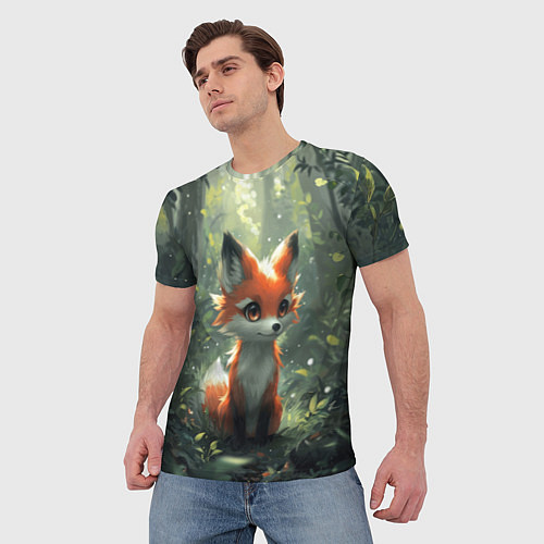 Мужская футболка Лисёнок в солнечных лучах / 3D-принт – фото 3