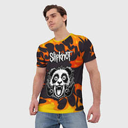 Футболка мужская Slipknot рок панда и огонь, цвет: 3D-принт — фото 2