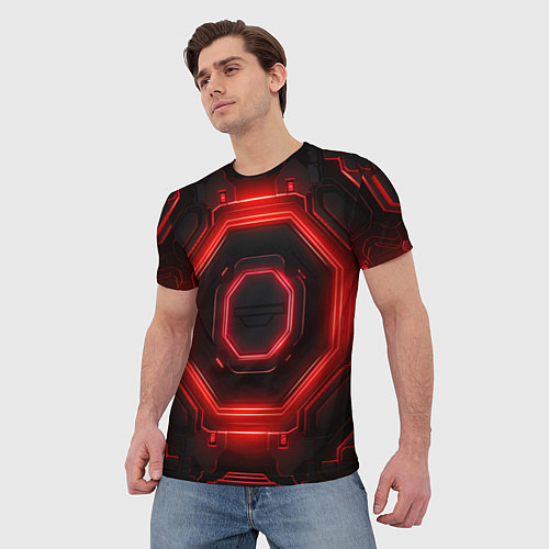 Мужская футболка Nvidia style black and red neon / 3D-принт – фото 3