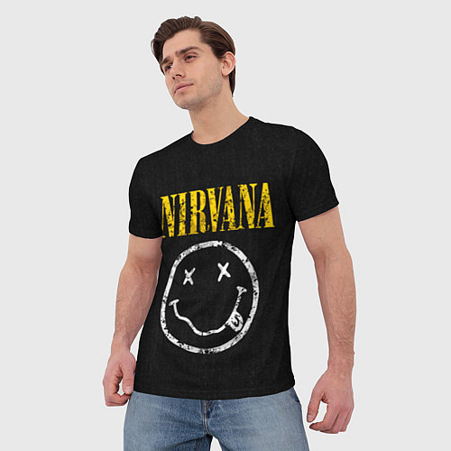 Мужская футболка Джинсовка с nirvana / 3D-принт – фото 3