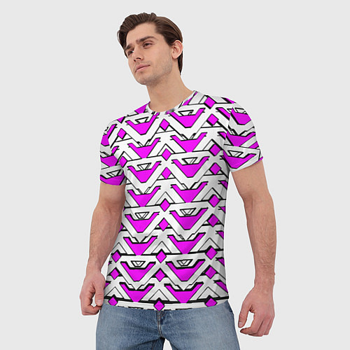 Мужская футболка Бело-розовый узор / 3D-принт – фото 3