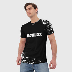 Футболка мужская Roblox текстура краски белые, цвет: 3D-принт — фото 2