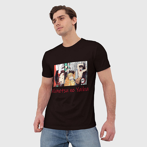 Мужская футболка Танджиро, Зеницу и Иноске / 3D-принт – фото 3