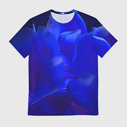 Футболка мужская Неоновый синий цветок, цвет: 3D-принт