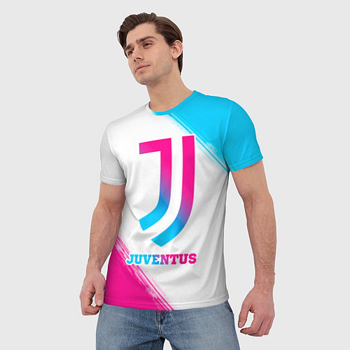 Мужская футболка Juventus neon gradient style / 3D-принт – фото 3