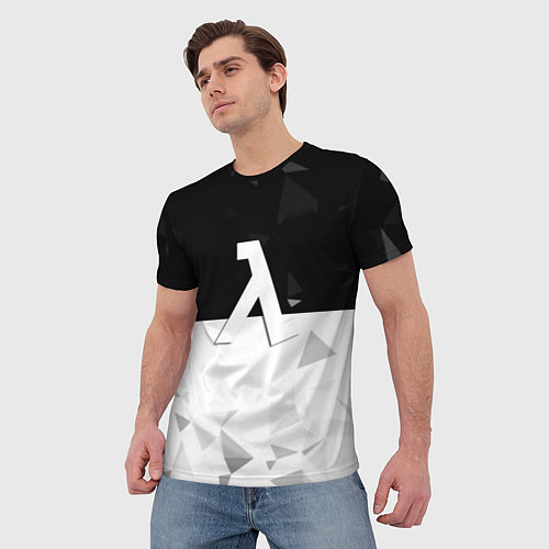 Мужская футболка Half life pattern geometry / 3D-принт – фото 3