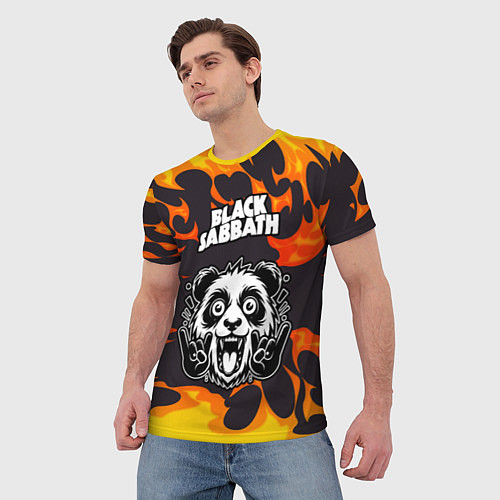 Мужская футболка Black Sabbath рок панда и огонь / 3D-принт – фото 3