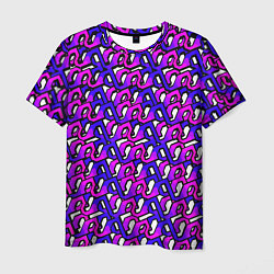 Футболка мужская Фиолетовый узор и чёрная обводка, цвет: 3D-принт