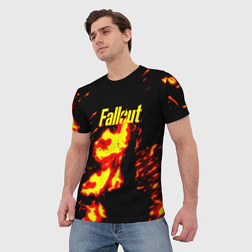 Мужская футболка Fallout огнненое лого / 3D-принт – фото 3