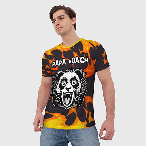 Мужская футболка Papa Roach рок панда и огонь / 3D-принт – фото 3