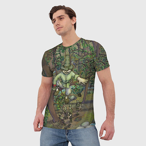 Мужская футболка Леший-озорник в лесу / 3D-принт – фото 3