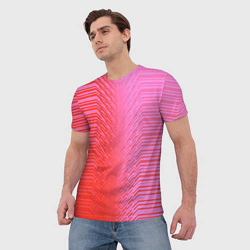 Мужская футболка Красные градиентные линии / 3D-принт – фото 3